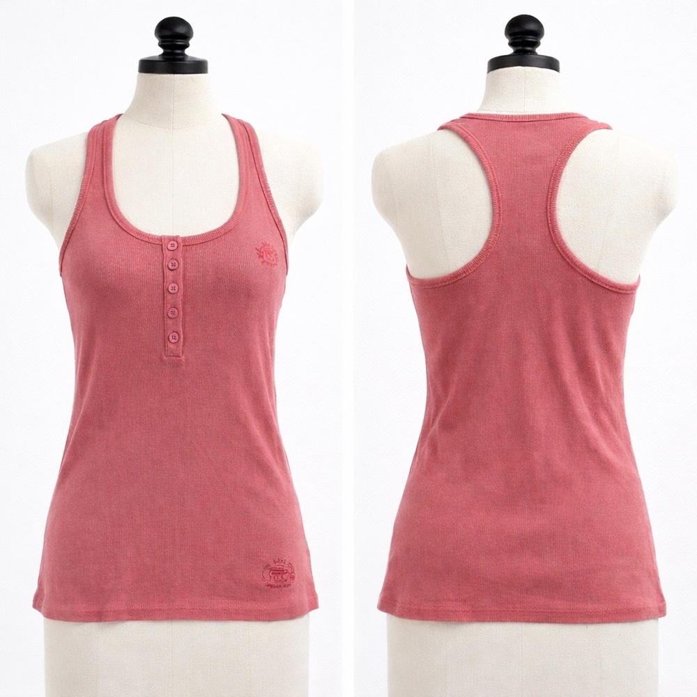Vintage Parasuco Ribbed Racerback Tank Top Y2K Stretch Cotton Size S XL